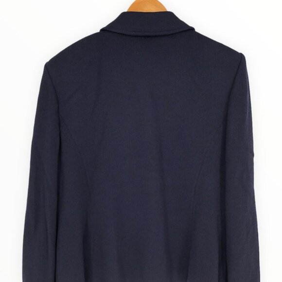 St. John Basics Navy Logo Button Santana Knit Blazer Long Sleeve size 16 - Picture 5 of 11